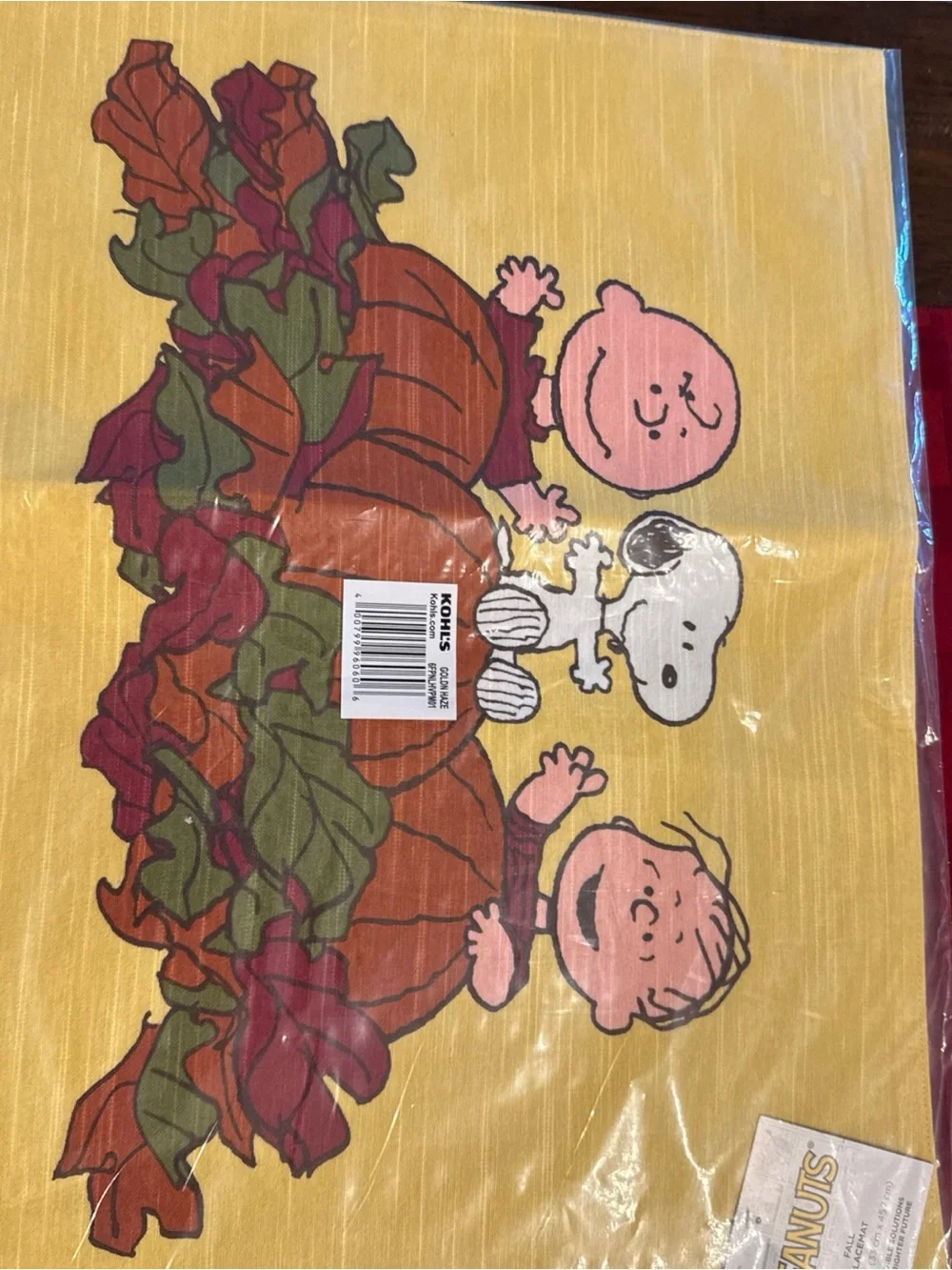 Peanuts Halloween Pumpkin Placemat - Yellow